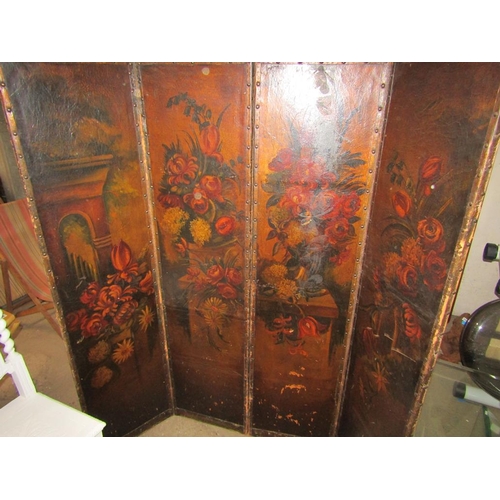 716 - VICTORIAN PAINTED FOLDING SCREEN