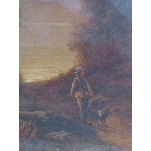 1235 - PAIR OF 19C SIGNED INDISTINCTLY - MOTHER AND CHILD ON PATHWAY WITH COUNTRYSIDE PATH LEADING TO THE H... 