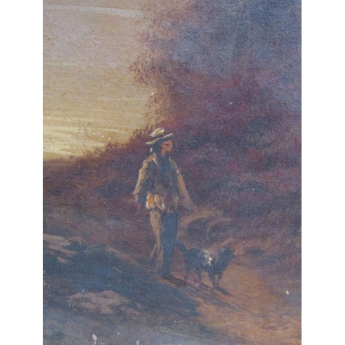 1235 - PAIR OF 19C SIGNED INDISTINCTLY - MOTHER AND CHILD ON PATHWAY WITH COUNTRYSIDE PATH LEADING TO THE H... 