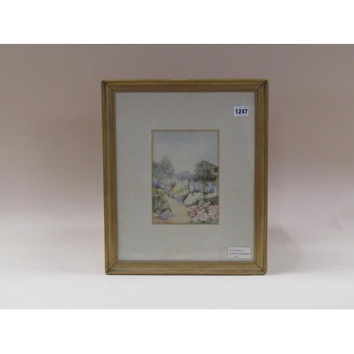 1247 - ALFREDA BERESFORD 1924 - THE SUNDIAL, SIGNED WATERCOLOUR, F/G, 21CM X 15CM