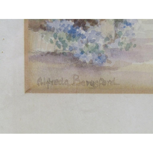 1247 - ALFREDA BERESFORD 1924 - THE SUNDIAL, SIGNED WATERCOLOUR, F/G, 21CM X 15CM