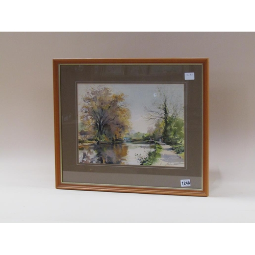 1248 - HARRY SHELDON - THE CANAL, BERKHAMSTED, SIGNED WATERCOLOUR, F/G, 27CM X 36CM