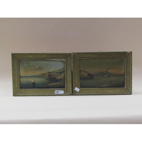 1263 - PAIR OF GILT FRAMED OIL ON CANVAS - BAY OF NAPLES & MEDITERRANEAN COASTAL SCENE