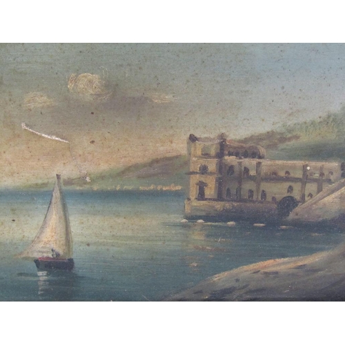 1263 - PAIR OF GILT FRAMED OIL ON CANVAS - BAY OF NAPLES & MEDITERRANEAN COASTAL SCENE