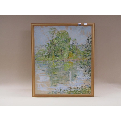 1266 - G VIVIS - SUMMER TIME POOL, SIGNED OIL ON BOARD, FRAMED, 76CM X 62CM