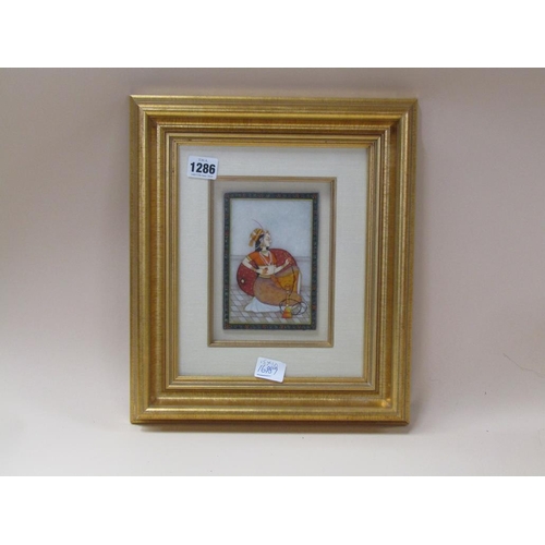 1286 - FRAMED INDIAN MARBLE PANEL PAINTING, F/G, 15CMX 10CM