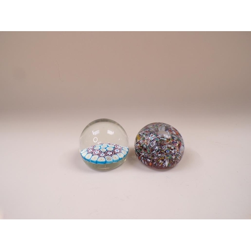 1755 - TWO GLASS PAPERWEIGHTS TO INCL MILLEFIORI, 8CM W