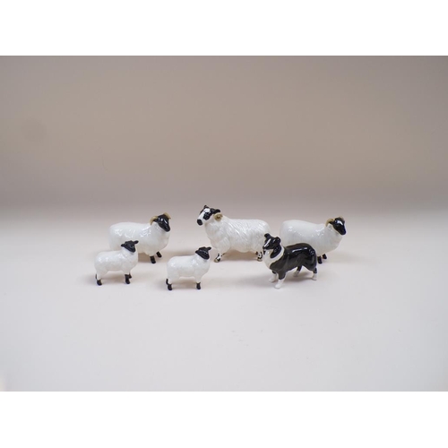 1757 - COLLECTION OF BESWICK SHEEP AND A RAM; DOG, 8CM H