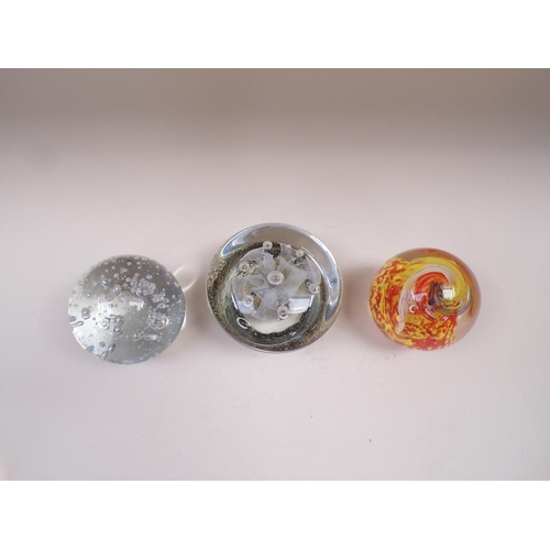 1785 - THREE ART GLASS PAPERWEIGHTS - LARGEST 12CM W