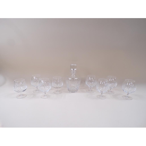 1793 - SET OF CRYSTAL BRANDY GLASSES, 14CM H; DECANTER