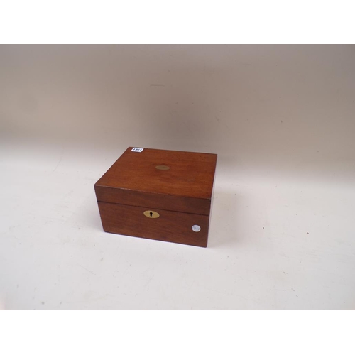 1361 - LATE 19/EARLY 20c MAHOGANY FOLDING WRITING BOX - 26cms W