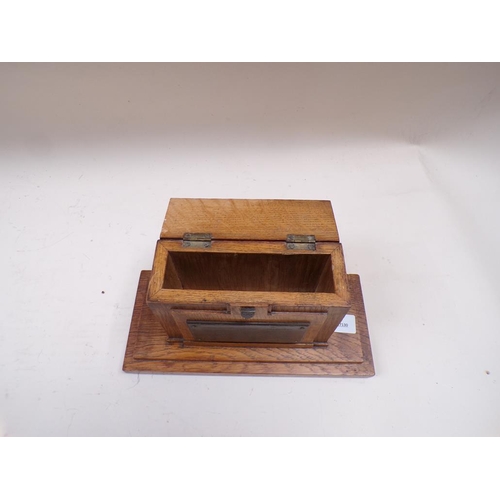 1448 - COMMEMORATIVE CARVED OAK BOX ON STAND - SURRENDER OF THE GERMAN HIGH COMMAND.  28cms W