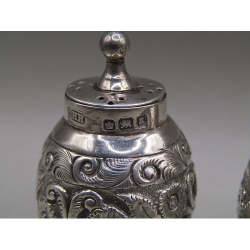 1486 - PAIR OF SILVER PEPPERS, HARRISON BROTHERS AND HOWSON SHEFFIELD 1893