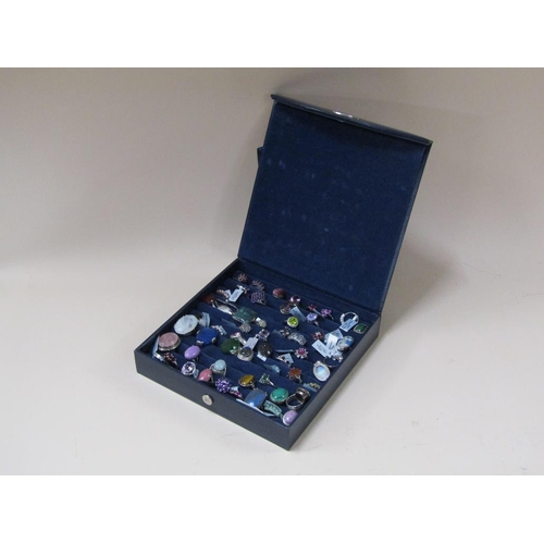 1521 - COLLECTION OF 925 STONE SET RINGS (APPX 50) AND TWO PENDANTS