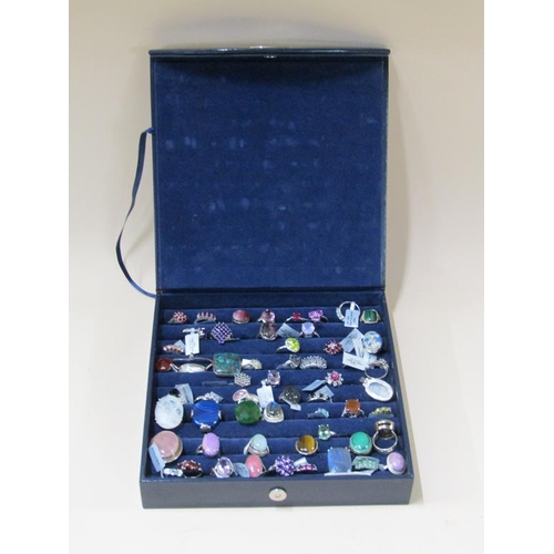 1521 - COLLECTION OF 925 STONE SET RINGS (APPX 50) AND TWO PENDANTS