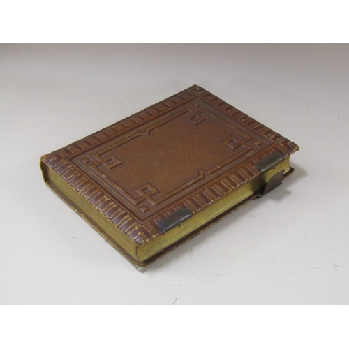 1524 - BROWN LEATHER CASED PHOTO ALBUM WITH HAND WRITTEN INSCRIPTION AND DRAWING RELATING TO DICKENS AND CO... 