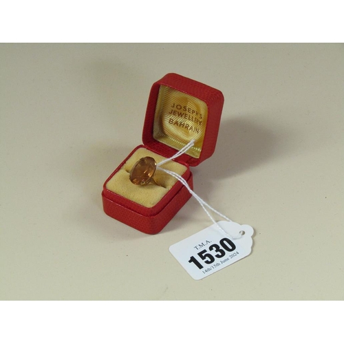 1530 - GOLD QUARTZ SET RING SIZE K 1/2