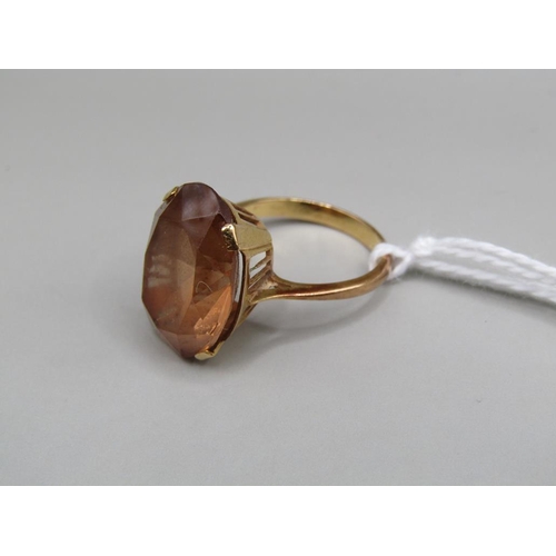 1530 - GOLD QUARTZ SET RING SIZE K 1/2