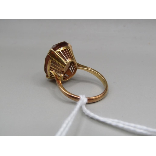 1530 - GOLD QUARTZ SET RING SIZE K 1/2