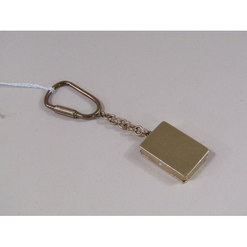 1534 - GOLD & DIAMOND KEYRING CHARM WITH GOLD PLATED CLASP - 21.1g