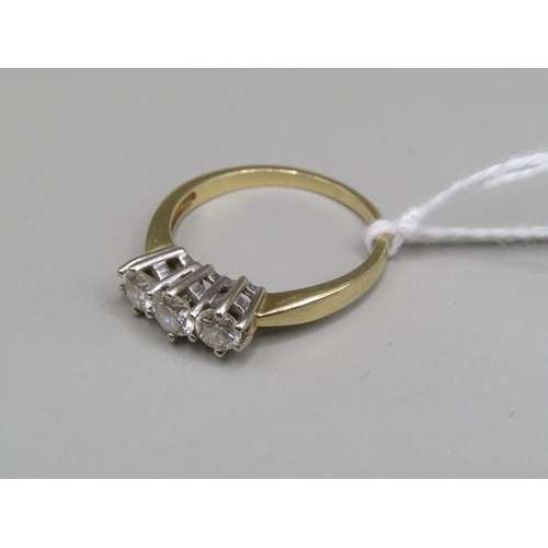 1539 - 18ct GOLD DIAMOND TRILOGY RING SIZE M 1/2