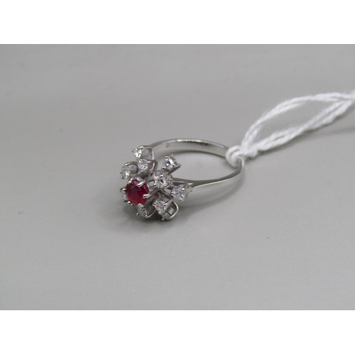 1544 - 18ct GOLD DIAMOND AND RUBY RING SIZE L 1/2