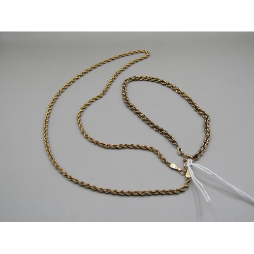 1557 - 9ct GOLD ROPE TWIST NECKLACE AND BRACELET 5g TOTAL WEIGHT