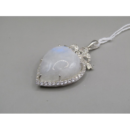 1559 - SILVER AND MOONSTONE HEART SHAPED PENDANT