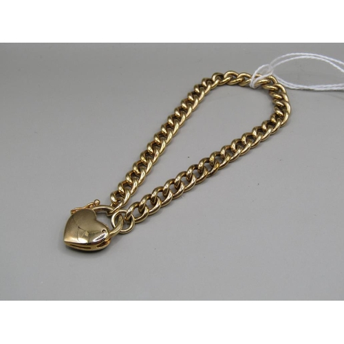 1560 - 9ct GOLD BRACELET WITH A HEART SHAPED DIAMOND CLASP 9.3g