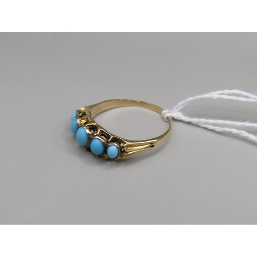 1567 - GOLD TURQUOISE SET RING SIZE P