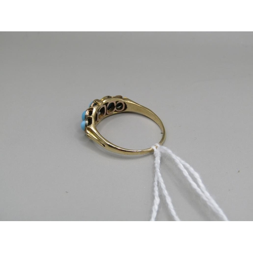 1567 - GOLD TURQUOISE SET RING SIZE P