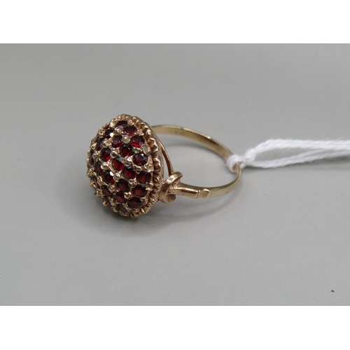 1580 - 9ct GOLD STONE SET DOME RING SIZE P 1/2