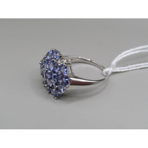 1587 - 9ct WHITE GOLD BLUE STONE SET RING (ONE STONE MISSING)  SIZE S 1/2