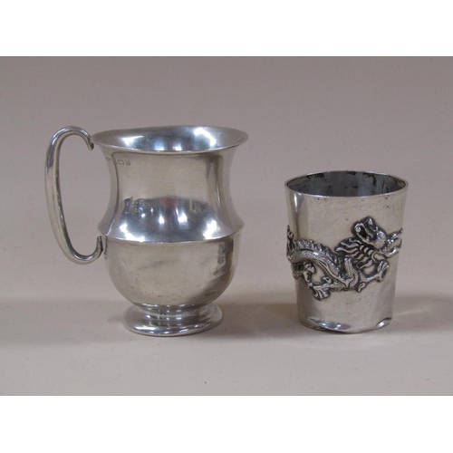 1594 - SILVER CHRISTENING TANKARD AND A ORIENTAL SILVER TOT