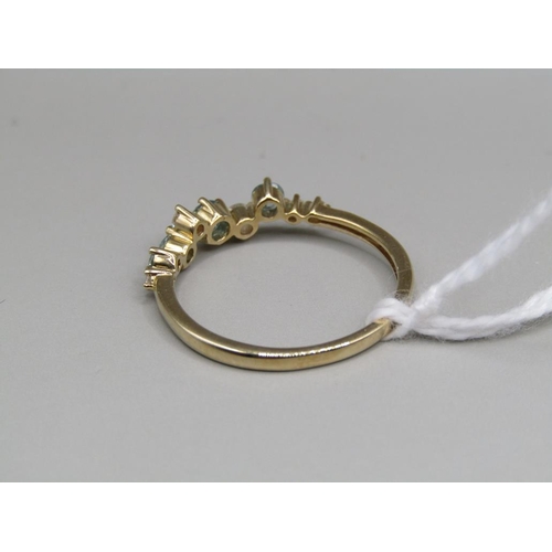 1602 - YELLOW GOLD BLUE/WHITE DIAMOND RING - SIZE P