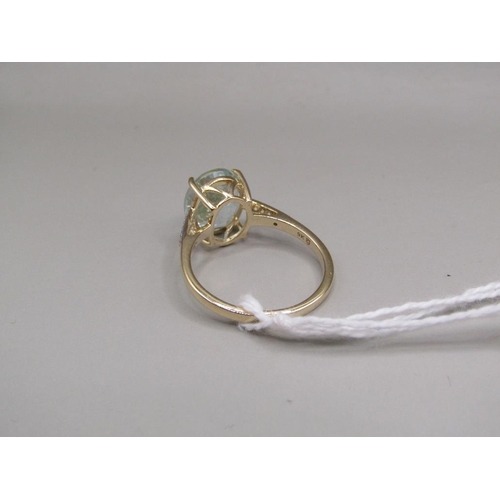 1605 - YELLOW GOLD AQUAMARINE RING - SIZE P