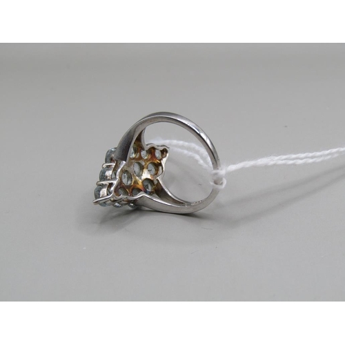 1607 - SILVER AQUAMARINE RING - SIZE N