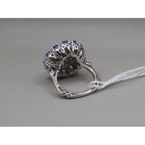 1609 - LARGE SILVER TANZANTE RING - SIZE N 1/2