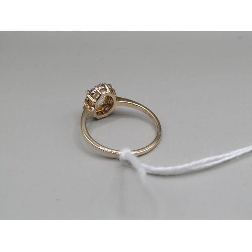 1615 - YELLOW GOLD WHITE TOPAZ TANZANITE RING - SIZE M