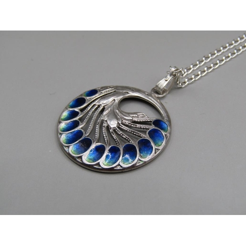 1624 - SILVER ART DECO STYLE ENAMEL NECKLACE