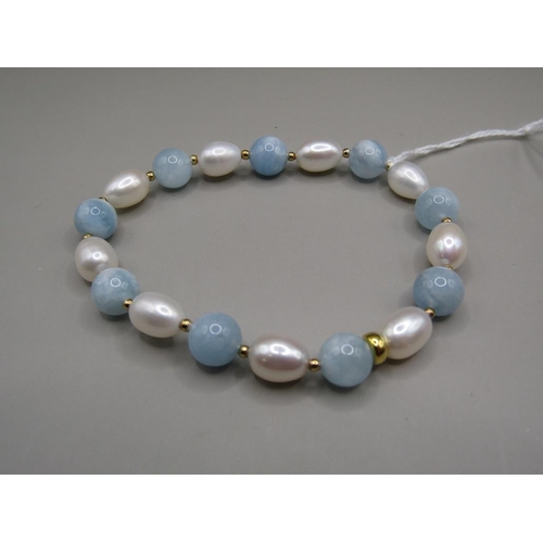 1627 - AQUAMARINE FRESHWATER PEARL BRACELET