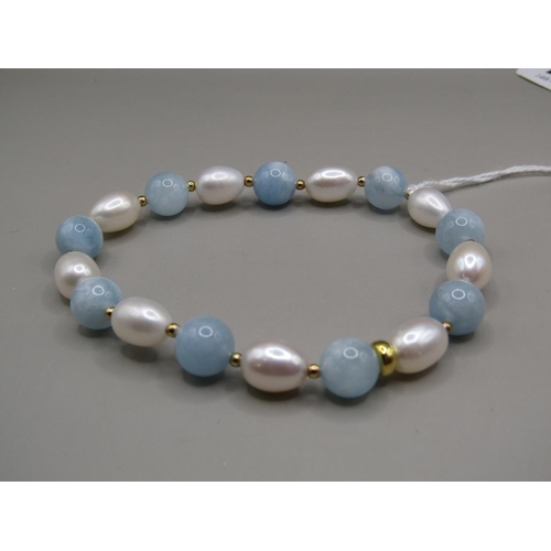 1627 - AQUAMARINE FRESHWATER PEARL BRACELET