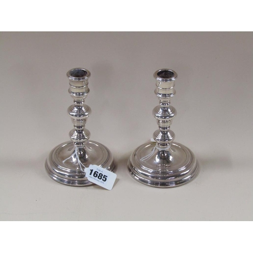 1685 - PAIR OF SILVER PLATED CANDLESTICKS