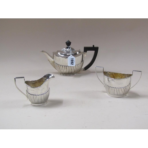 1692 - SILVER THREE PIECE TEASET - 16.4ozt