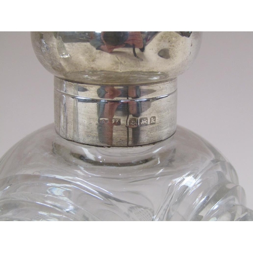 1701 - GLASS SILVER TOPPED SCENT BOTTLES TO INC. SILVER TOP HEART SHAPED STOPPER