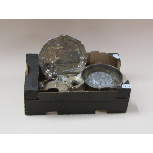 1702 - BOX OF MIXED SILVER PLATED WARES