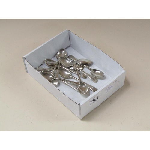 1705 - BOX OF MIXED SILVER SPOONS 6.3ozt