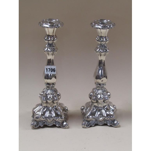 1706 - PAIR OF SILVER PLATED CANDLESTICKS