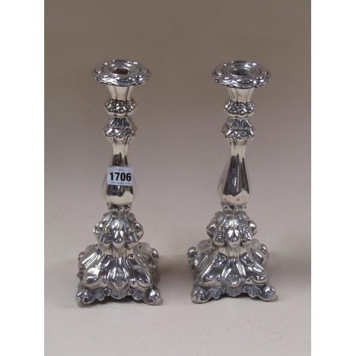 1706 - PAIR OF SILVER PLATED CANDLESTICKS