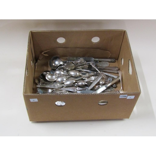 1708 - BOX OF MIXED SILVER PLATED CUTLERY